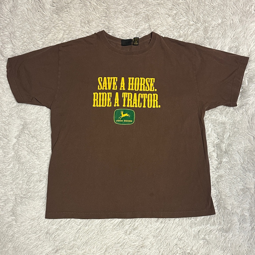 VTG John Deere Brown Tee with Yellow Graphic